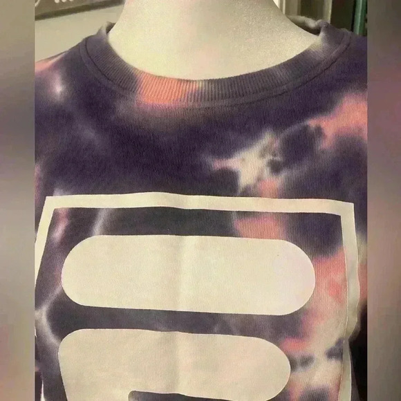 Fila Ashley Tie Dyed Crewneck Sweatshirt in purple pink & white womens size LG - Picture 4 of 8